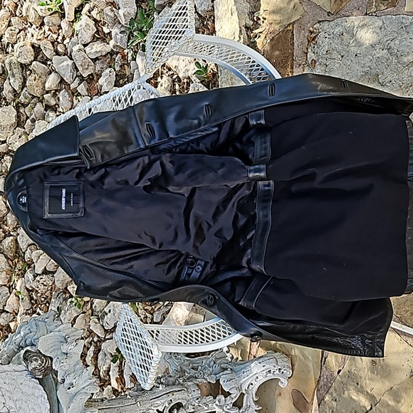 Men's ANDREW MARC Additions Saks Fifth Ave Black Leather lined Jacket Coat M - Picture 15 of 16